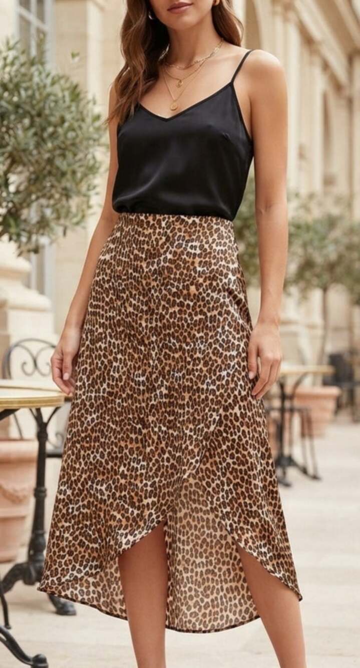 Urban Outfitters Leopard/Cheetah Print Satin Midi Skirt